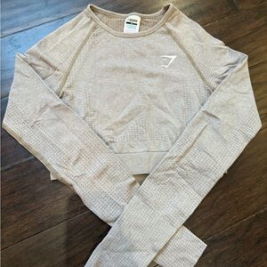 Gymshark Seamless Cropped Long Sleeve Top - Taupe